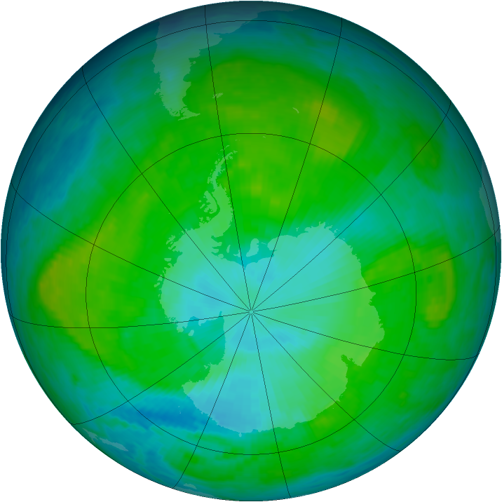 Antarctic ozone map for 12 January 1987